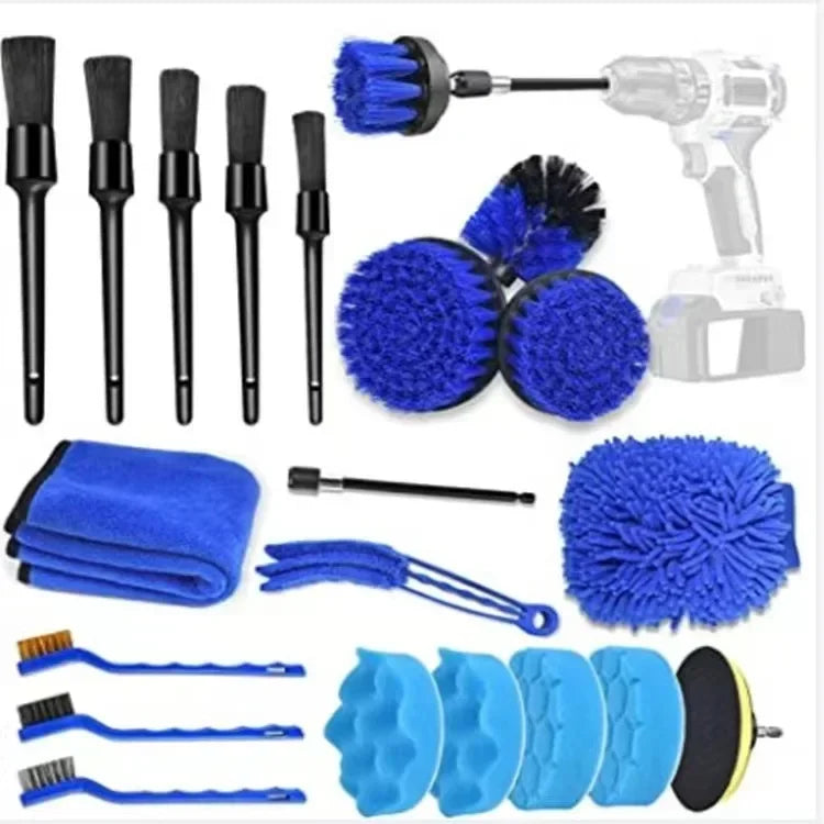Car Detailing Kit with Drill Brushes Cleaning Tools Set with Carry Bag - 21 Pcs