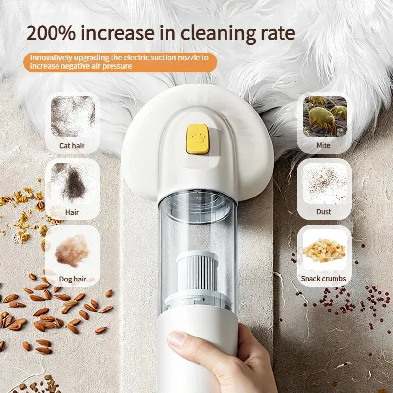 Pet Hair Vacuum 0.5 L Handheld USB Rechargeable Cleaner with Brush - Yellow