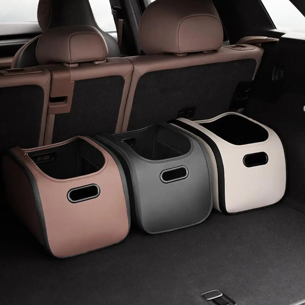 Car Trunk Organizer 39cm Built In Mesh Pockets Multi Layer Storage Box - White