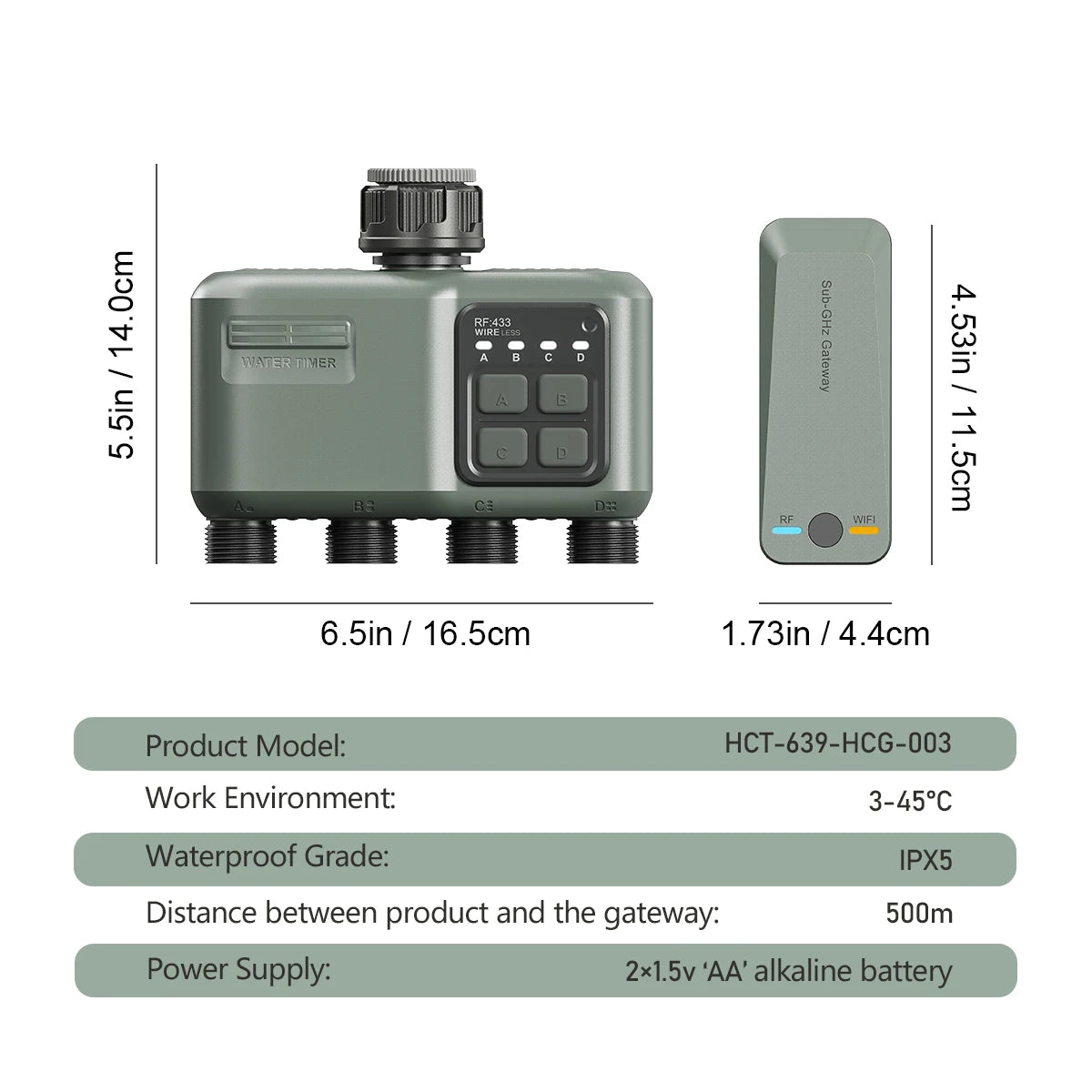 Smart WiFi RF433 Garden Sprinkler Water Timer 4 Outlet Programmable Automatic Irrigation Controller with Rain Delay