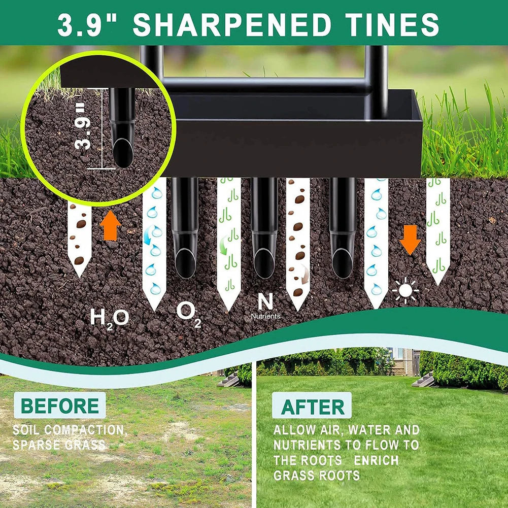 Lawn Aerator 99cm Manual Soil Coring Tool with Core Collection Tray – Black