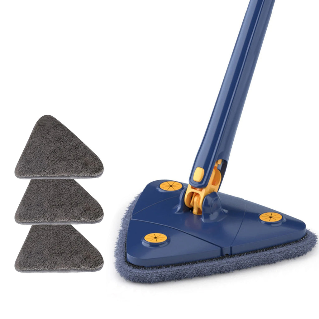 Triangle Mop Telescopic Handle 360 Rotating Head Microfiber Wet Dry Floor Cleaner 3 Pcs Mop Clothes