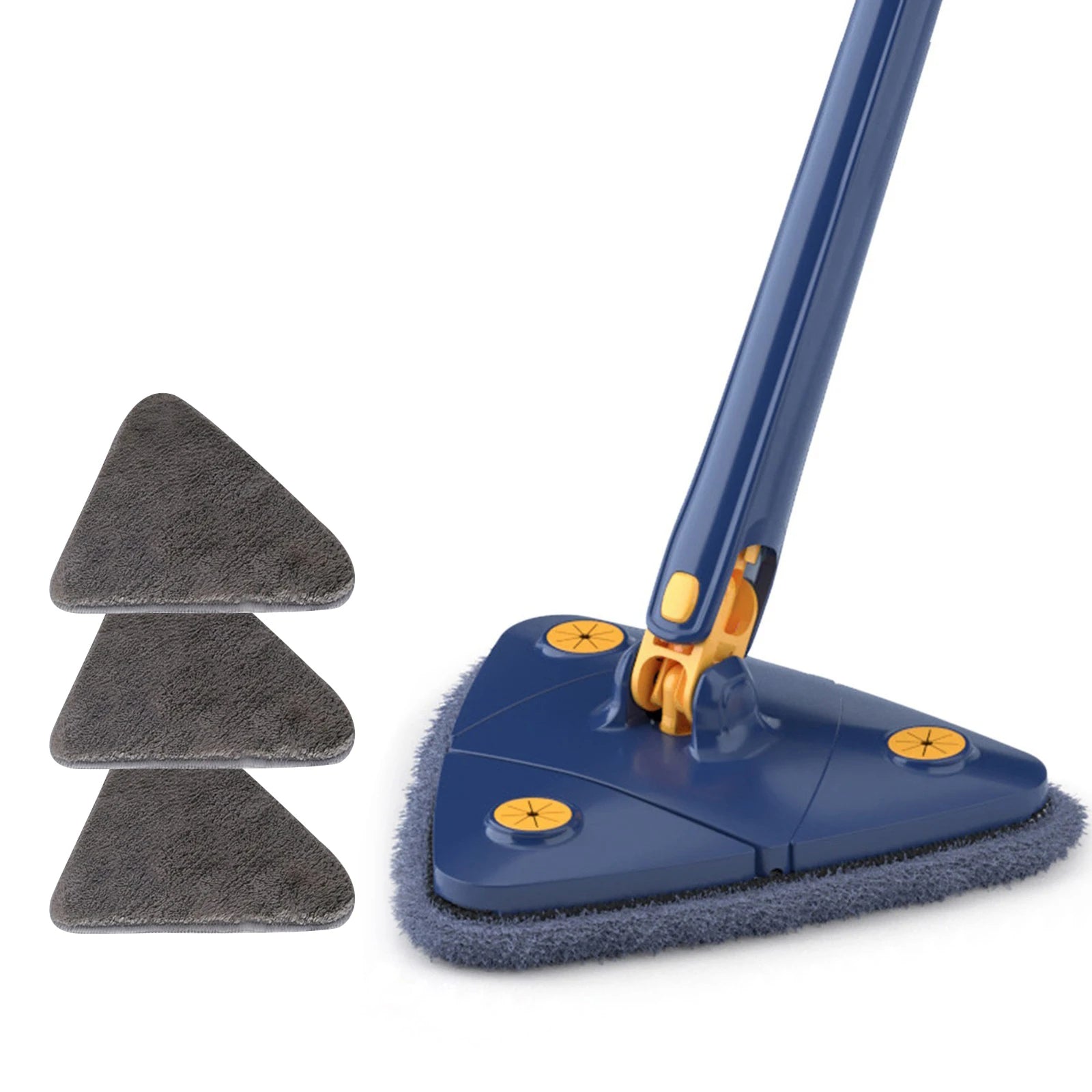 Triangle Mop Telescopic Handle 360 Rotating Head Microfiber Wet Dry Floor Cleaner 3 Pcs Mop Clothes