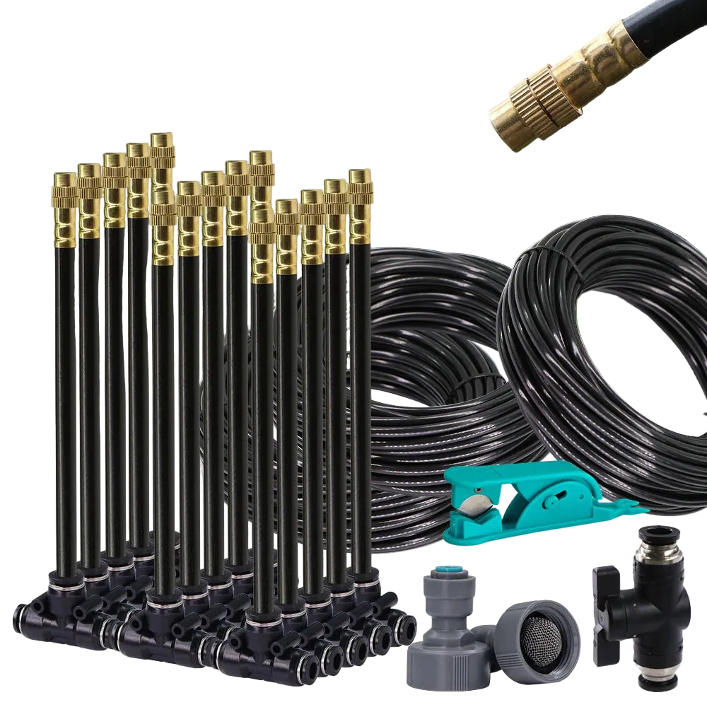 Garden Misting Cooling System Adjustable Spray Irrigation Kit - 25m