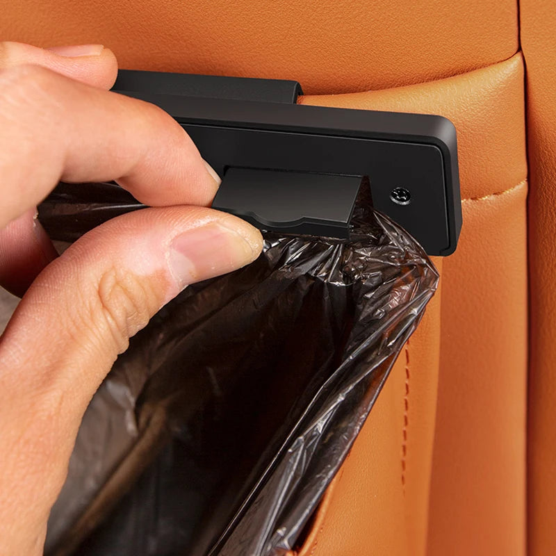 Seat Back Storage Bag Leather Hanging Vehicle Organiser Waste Bin Holder Pocket - Brown