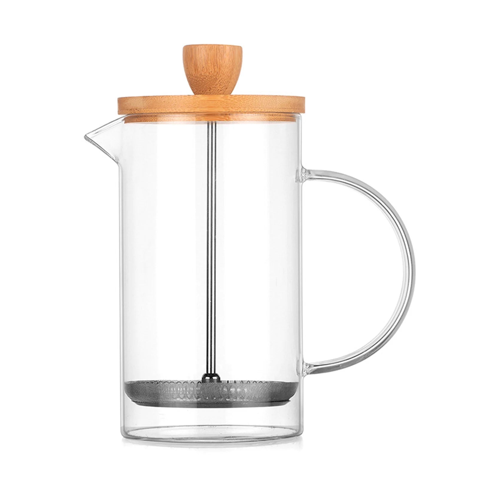 French Press Coffee Maker 600ml Borosilicate Glass Coffee and Tea Press with Bamboo Lid