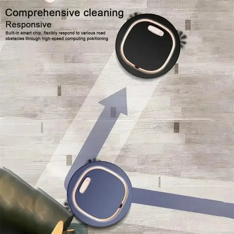 Robot Vacuum Cleaner 1200Pa USB Rechargeable Wet and Dry Floor Sweeper 90Min Runtime - Blue