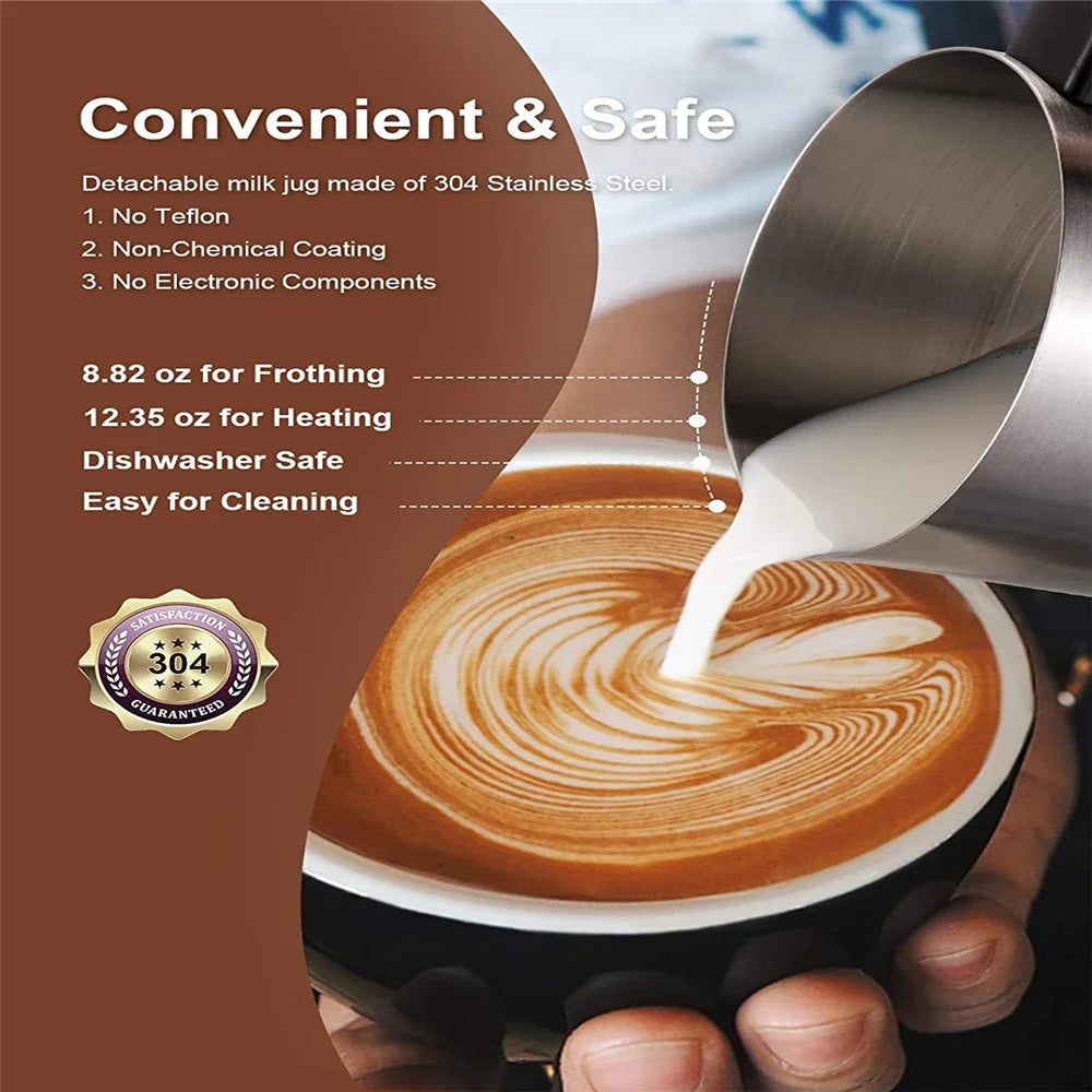 4-in-1 Electric Milk Frother with Hot and Cold Foam and Stainless Steel Pitcher