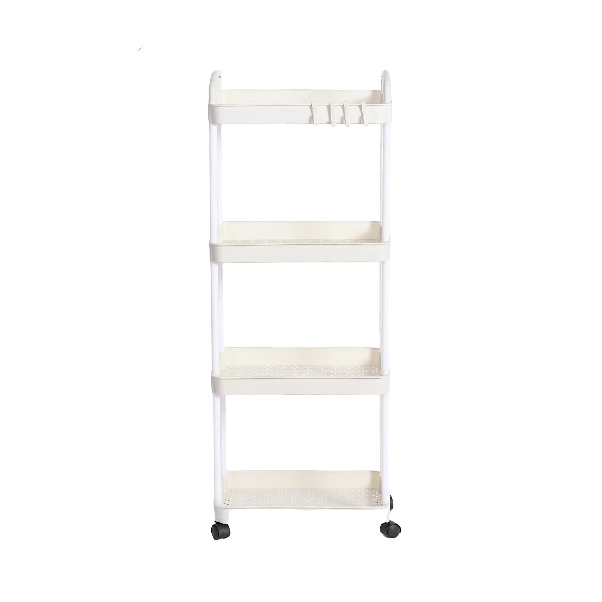 Portable 3-Tier Plastic Rolling Storage Cart with Wheels, Handle Utility Organizer Trolley - White
