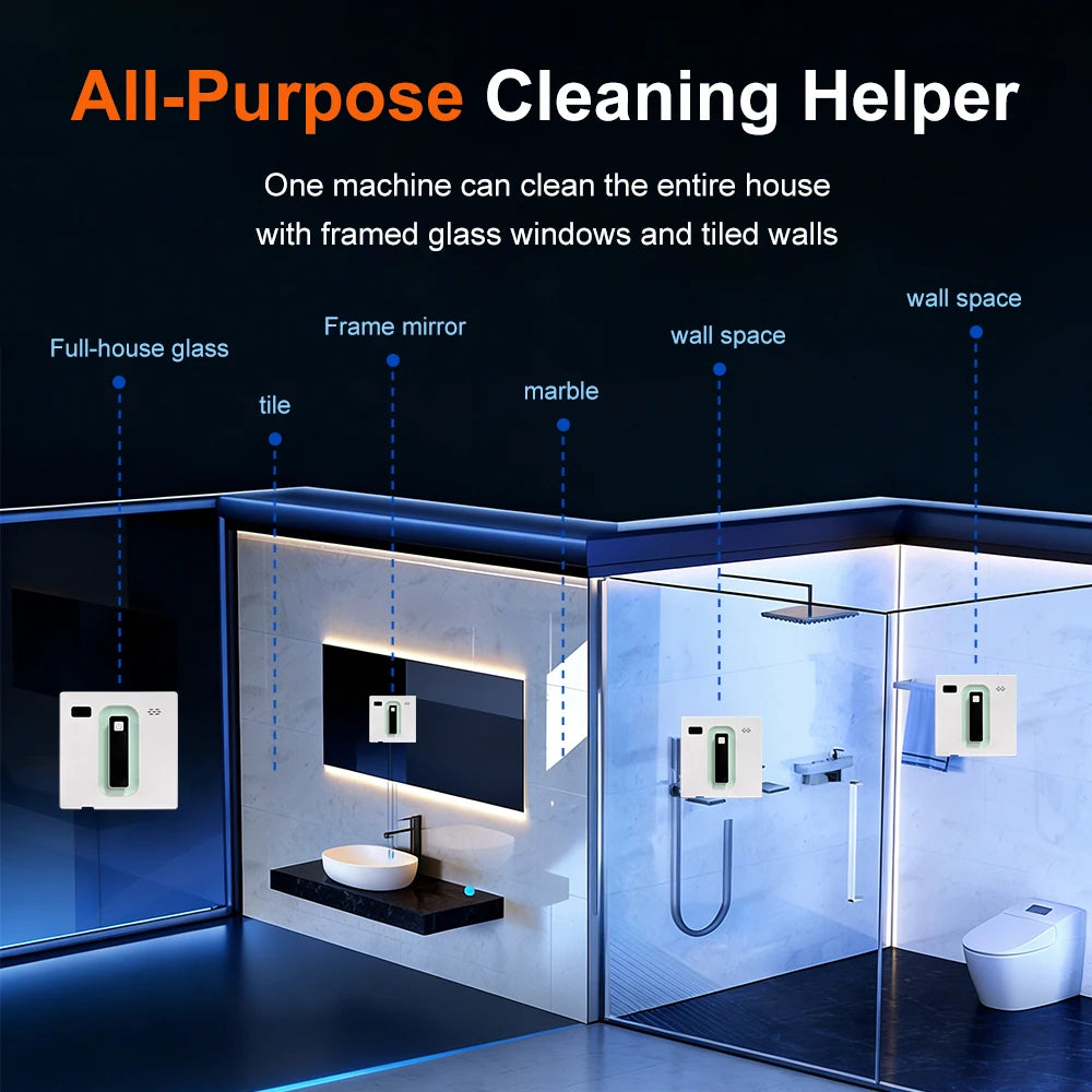 Window Cleaning Robot Dual Spray Automatic Glass Cleaner with APP and Remote Control – White