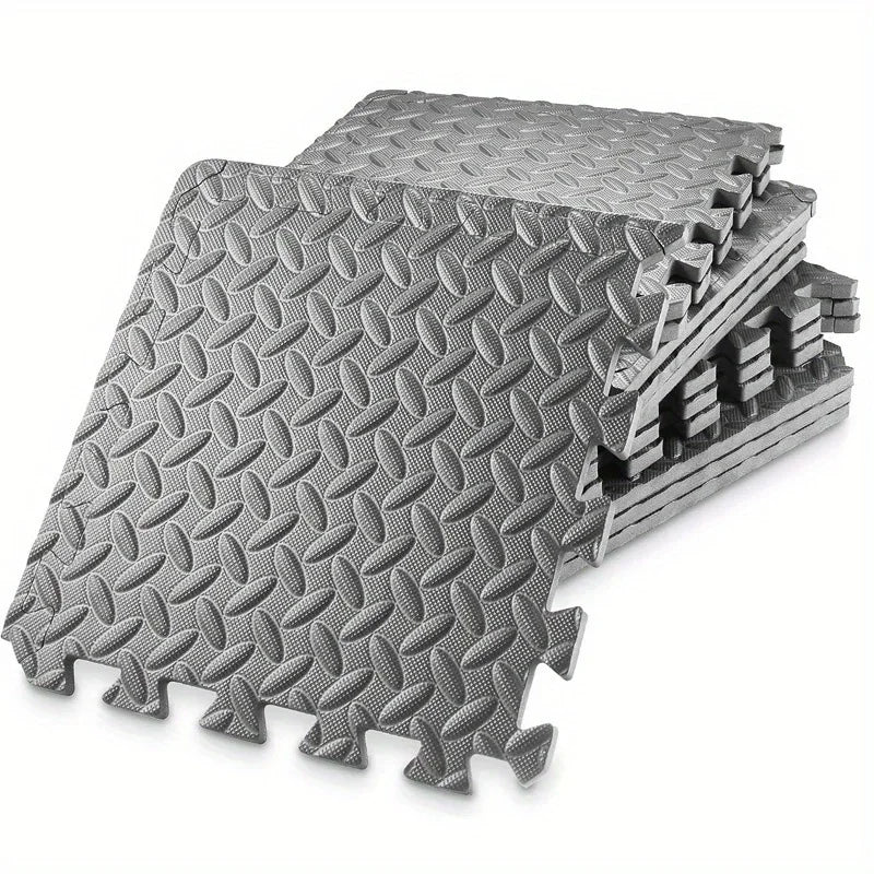 Interlocking Foam Floor Tiles 16 Piece Set Thickened 10mm Soft Fitness Training Mat - Gray