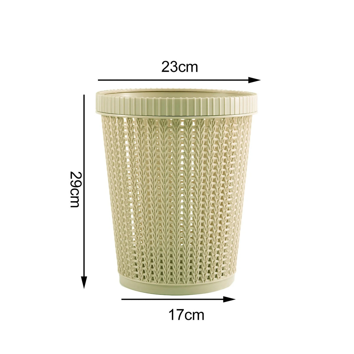 Rubbish Bin Round Rattan-Look Plastic Waste Basket with Built-In Bag Box - Blue