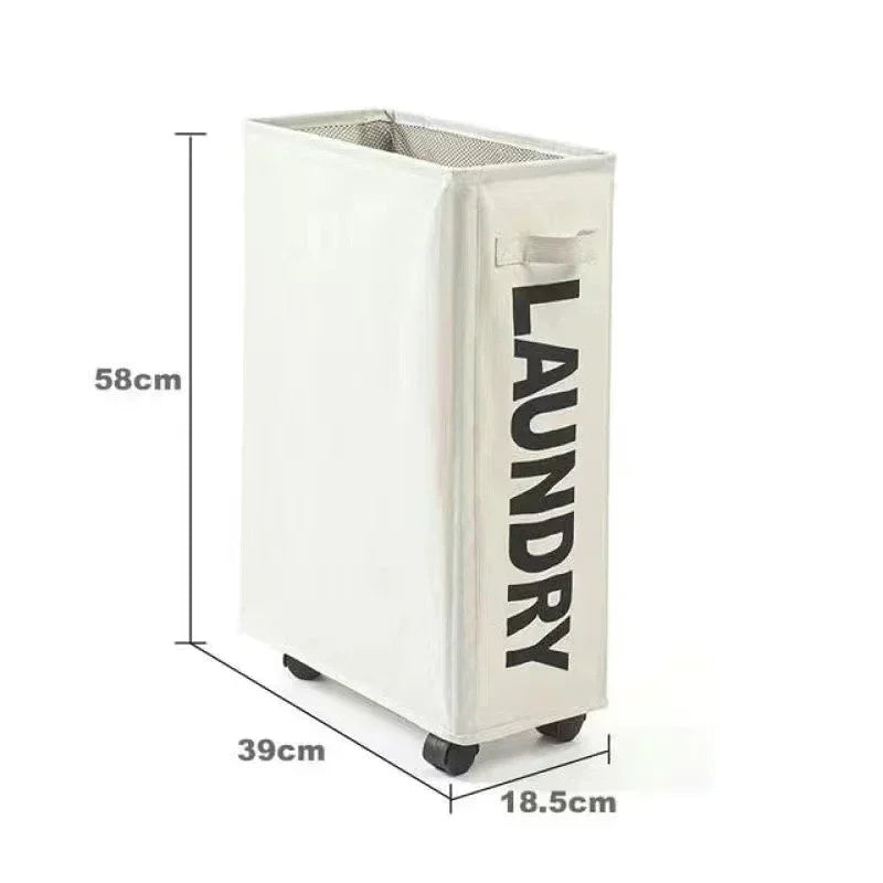 Large Capacity Rolling Laundry Basket Foldable Storage Bag – White