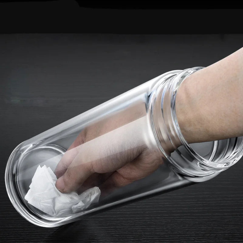 Glass Tea Bottle 1000mL Double Wall Infuser Portable Drinking Cup with Stainless Steel Lid