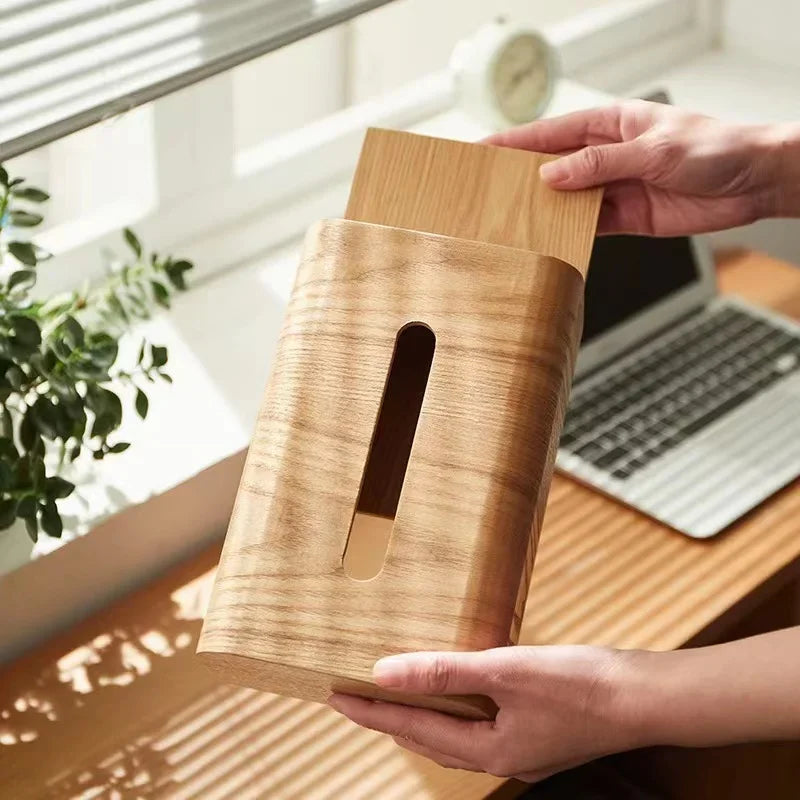 Tissue Box Walnut Wood Desktop Holder Classic Home Decor Storage Case