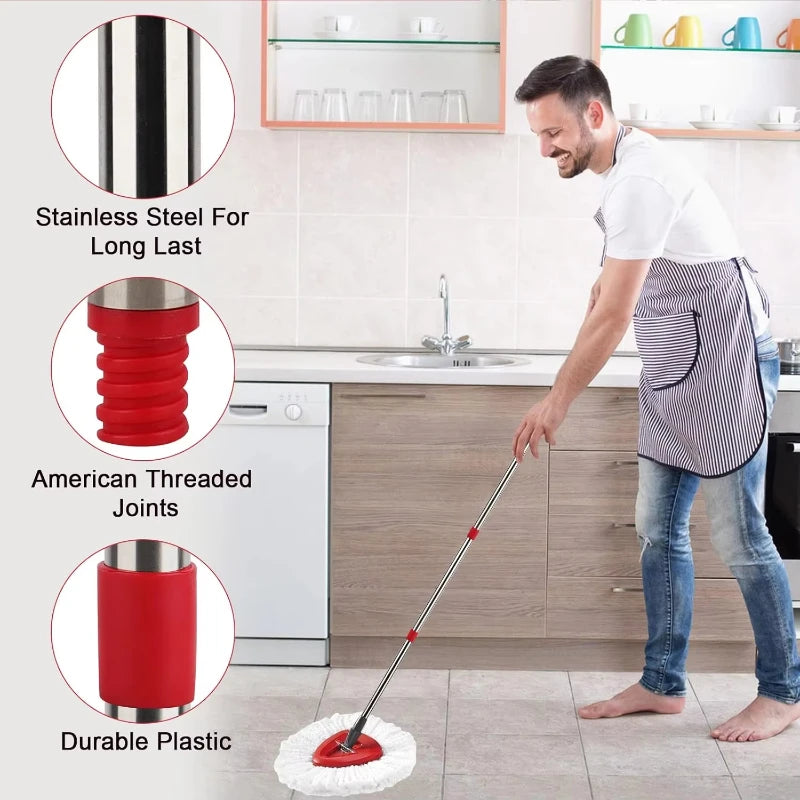 Triangle Mop Set 3 Pad Washable Microfibre Floor Cleaning System with Extendable Steel Handle