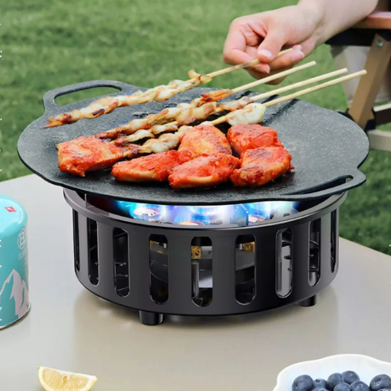 Portable 7-Core 19800W Camping Gas Stove with Electronic Ignition Windproof Burner