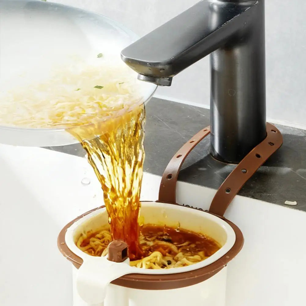 Hanging Sink Draining Basket Food Waste Filter Residue Strainer Detachable - Brown