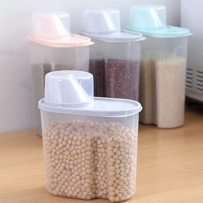 Rice Storage Container 2.5L Airtight Dry Food Box with Measuring Cup - Green