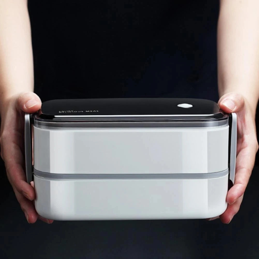 Lunch Box 1 Layer 304 Stainless Steel Insulated Microwave Food Container Portable Bento Box – White