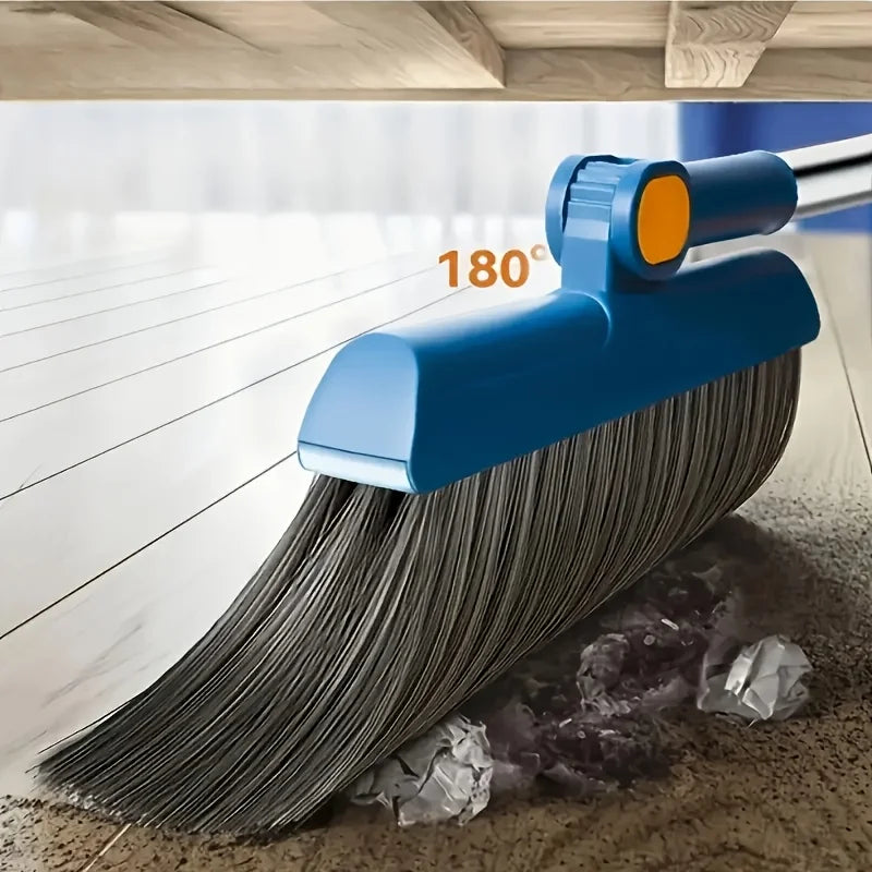 Broom and Dustpan Set 2 in 1 Long Handle Floor Cleaning Combo - Blue