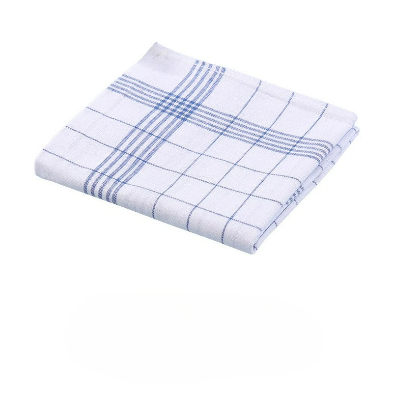 Dish Towels Set 10pcs Plaid Kitchen Cleaning Cloth Large Soft Polyester - Blue