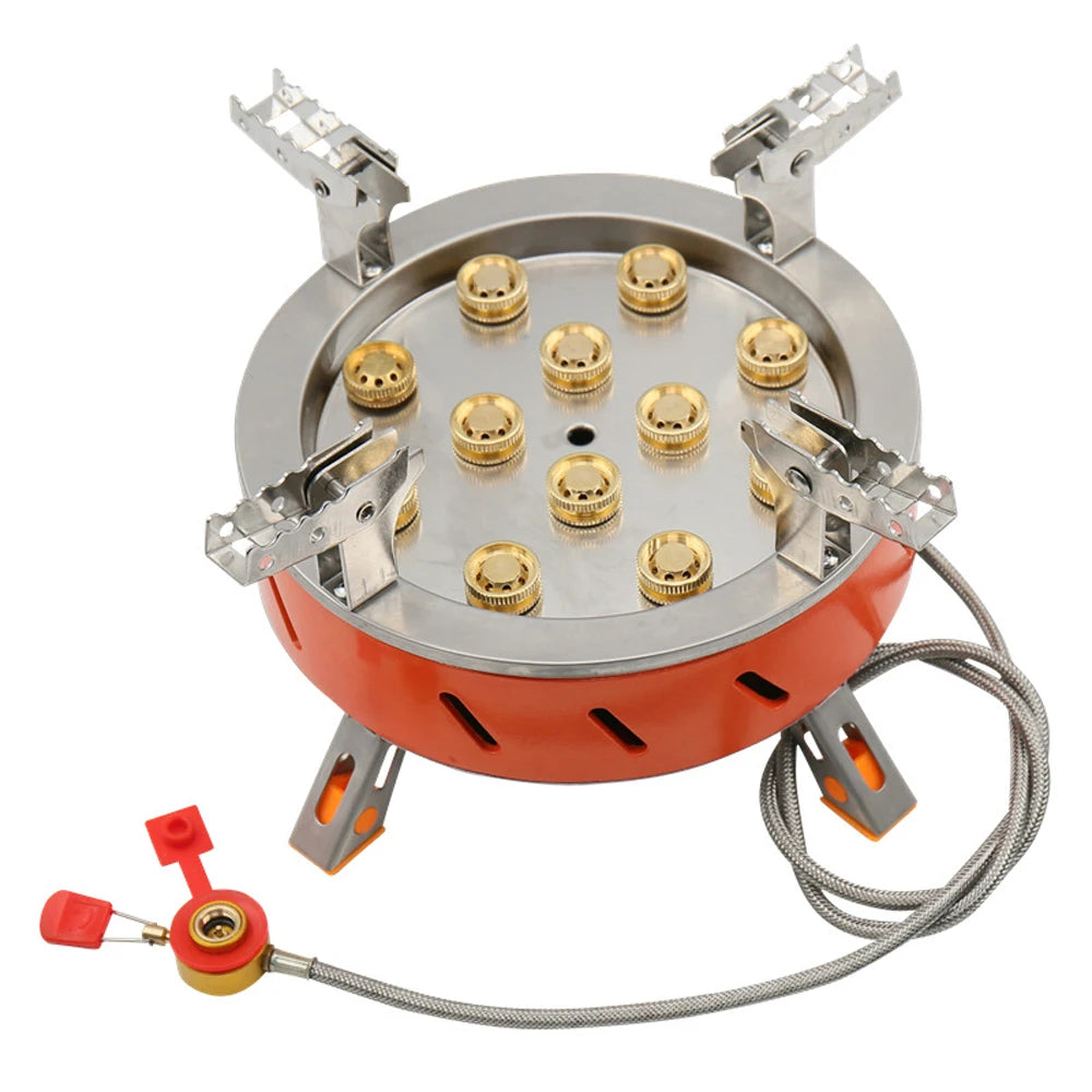 Camping Stove 21800W 12 Core Burner Piezo Ignition Portable Cooker – Orange