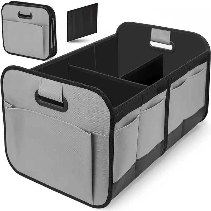 Collapsible Car Trunk Storage Organizer 60cm 3 Compartment Oxford Fabric SUV - Grey