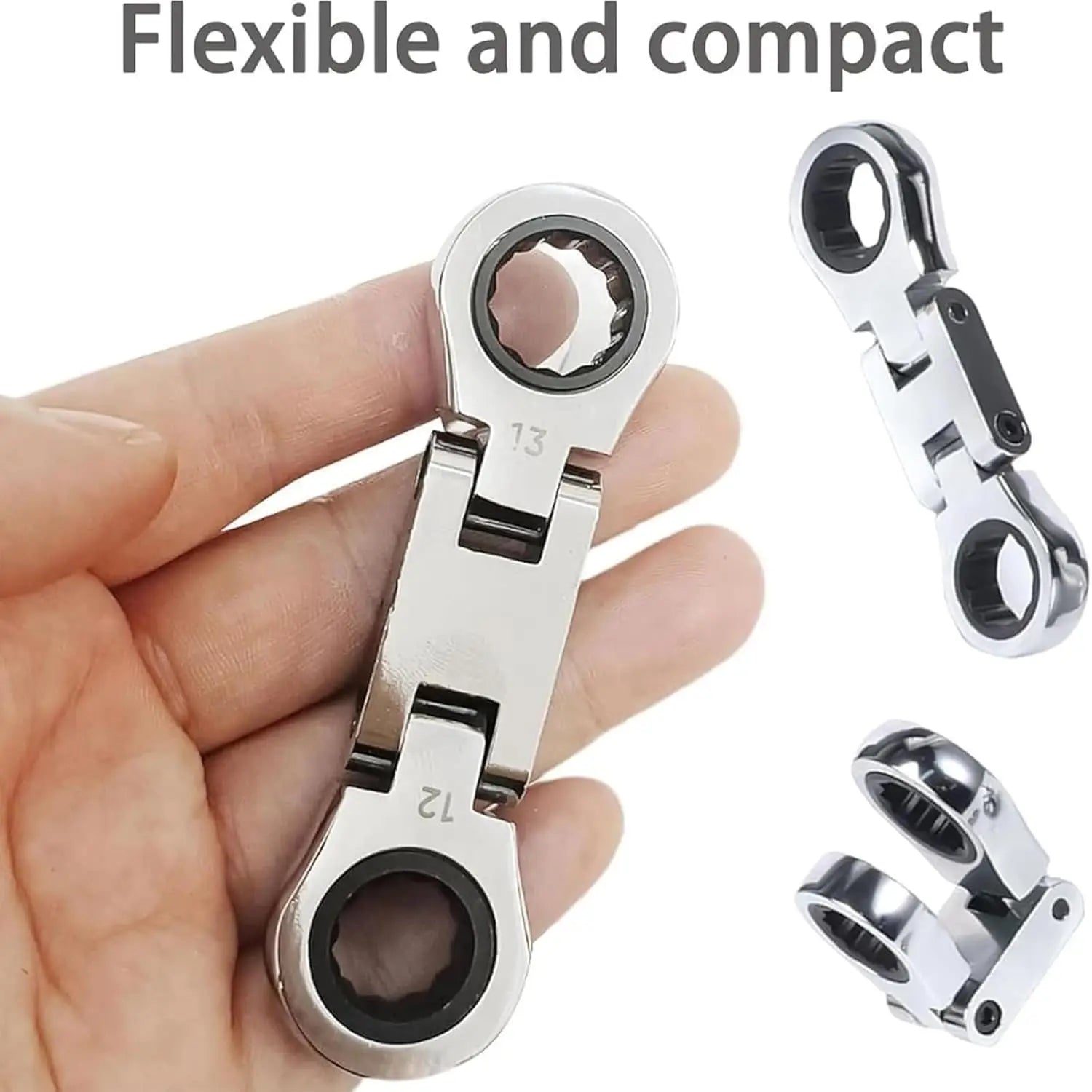 Ratchet Wrench Set Portable Heavy Duty Dual-Drive Stubby Flex Head 5-Piece Tool Kit
