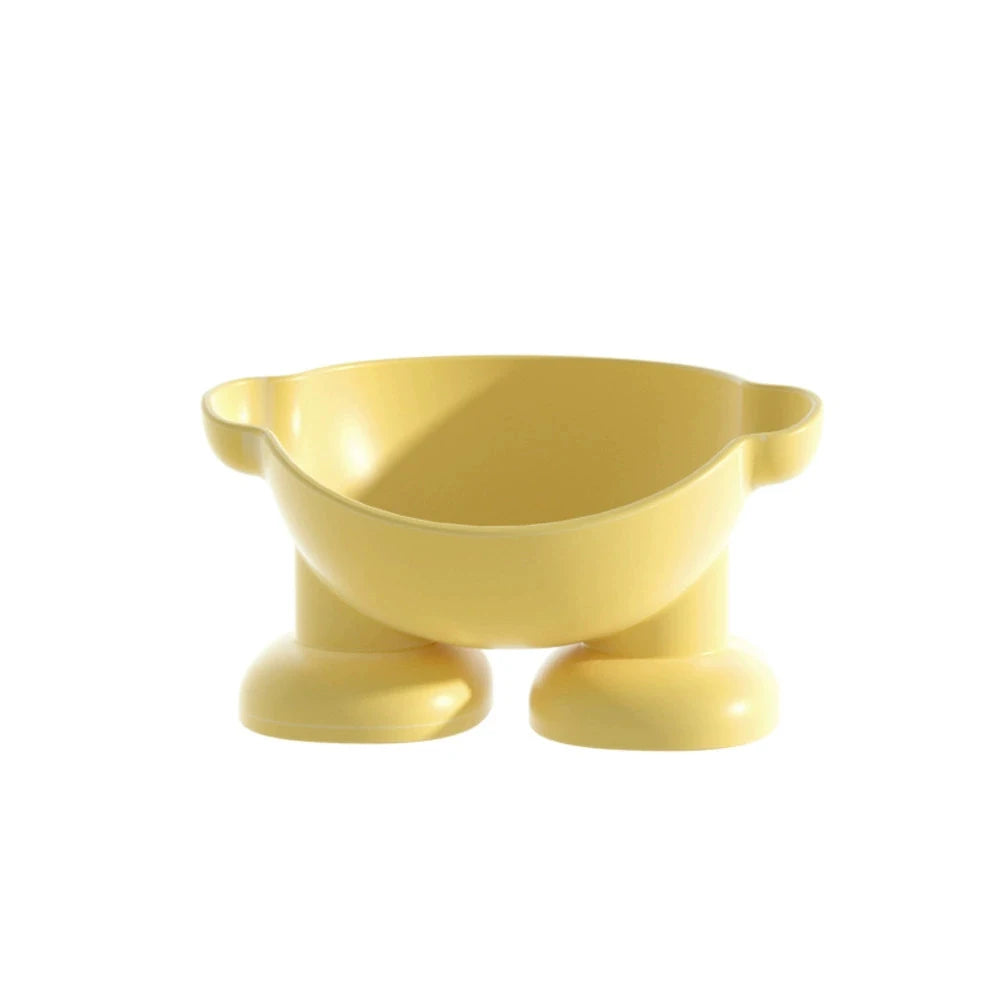 Tilted Cat Food Bowl Whisker Friendly Raised Feeding Bowl Anti Vomiting Pet Dish – Yellow