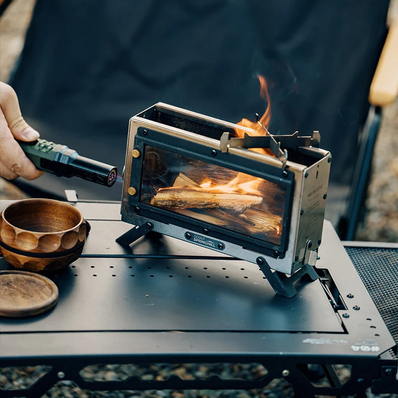Mini Camping Stove Portable Stainless Steel Folding Firewood Stove - 1 Pc