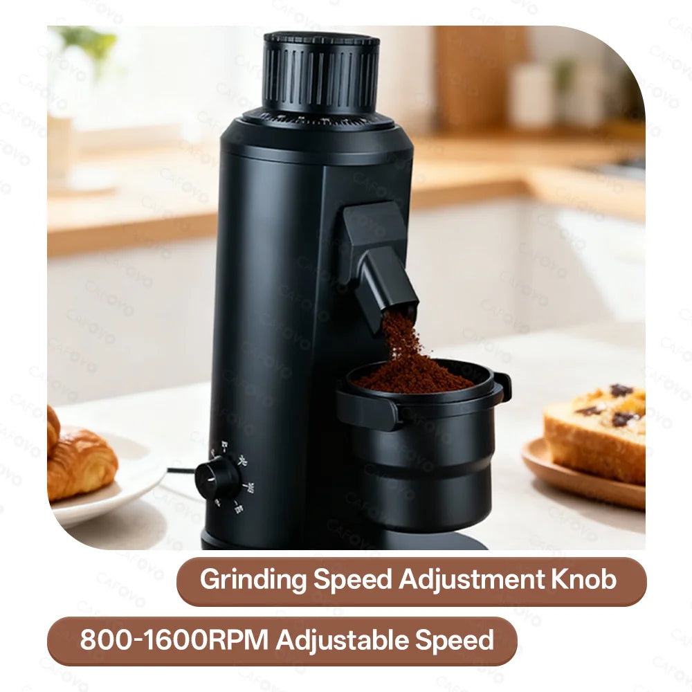 Electric Coffee Grinder 800W Single Dose Flat Burr Coffee Mill – Black