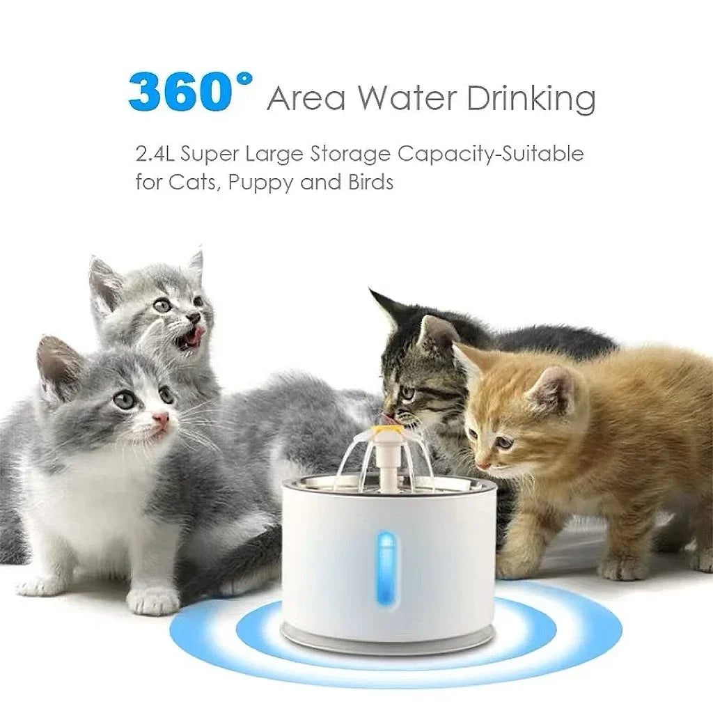 Cat Water Fountain 3.2 L Stainless Steel Automatic Pet Drinking Bowl - Blue