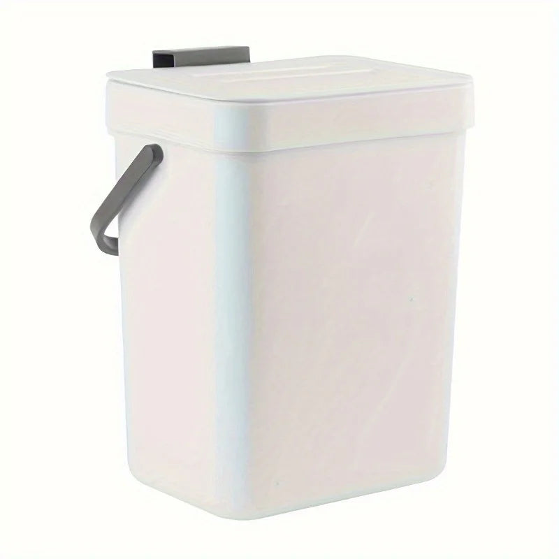 Rubbish Bin 5L Quiet Close Lid Small Rectangular Benchtop Waste Bin - White