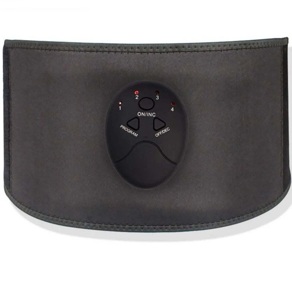 Waist Trainer Rechargeable USB Abdominal Exerciser Electric Vibration Fitness Belt - Black