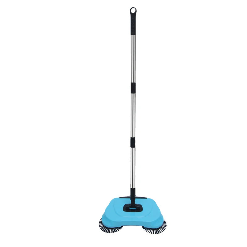 Hand Push Sweeper 360° Rotating Floor Cleaner with Adjustable Handle Manual Cleaning Tool - Blue