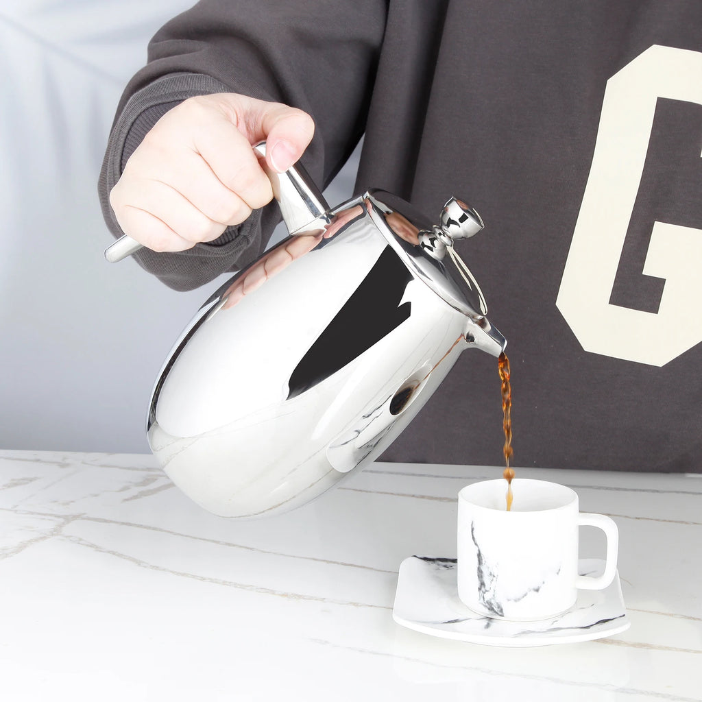 French Press 700mL 304 Stainless Steel Double Wall Thermal Coffee Maker with Fine Mesh Filter
