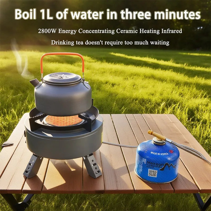 Camping Gas Stove 3200W Portable Wind Resistant Outdoor Cooking Burner - White