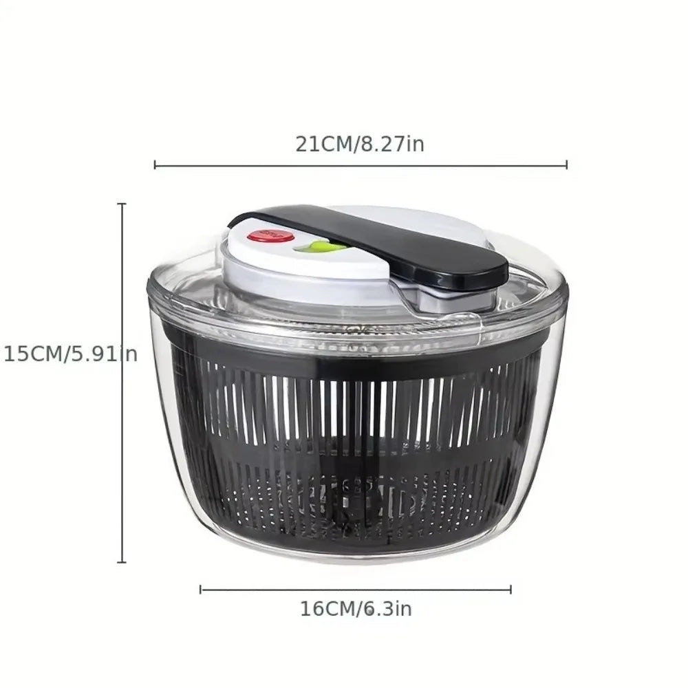Vegetable Salad Spinner 3L Press Type Lettuce Dryer Fruit and Vegetable Dehydrator – White