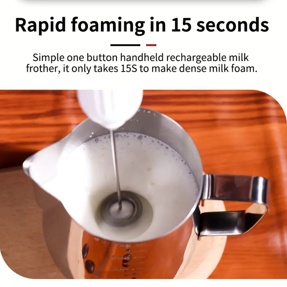 Electric Milk Frother 3-Speed USB Rechargeable Coffee Foamer Whisk Mixer with Stand – Green