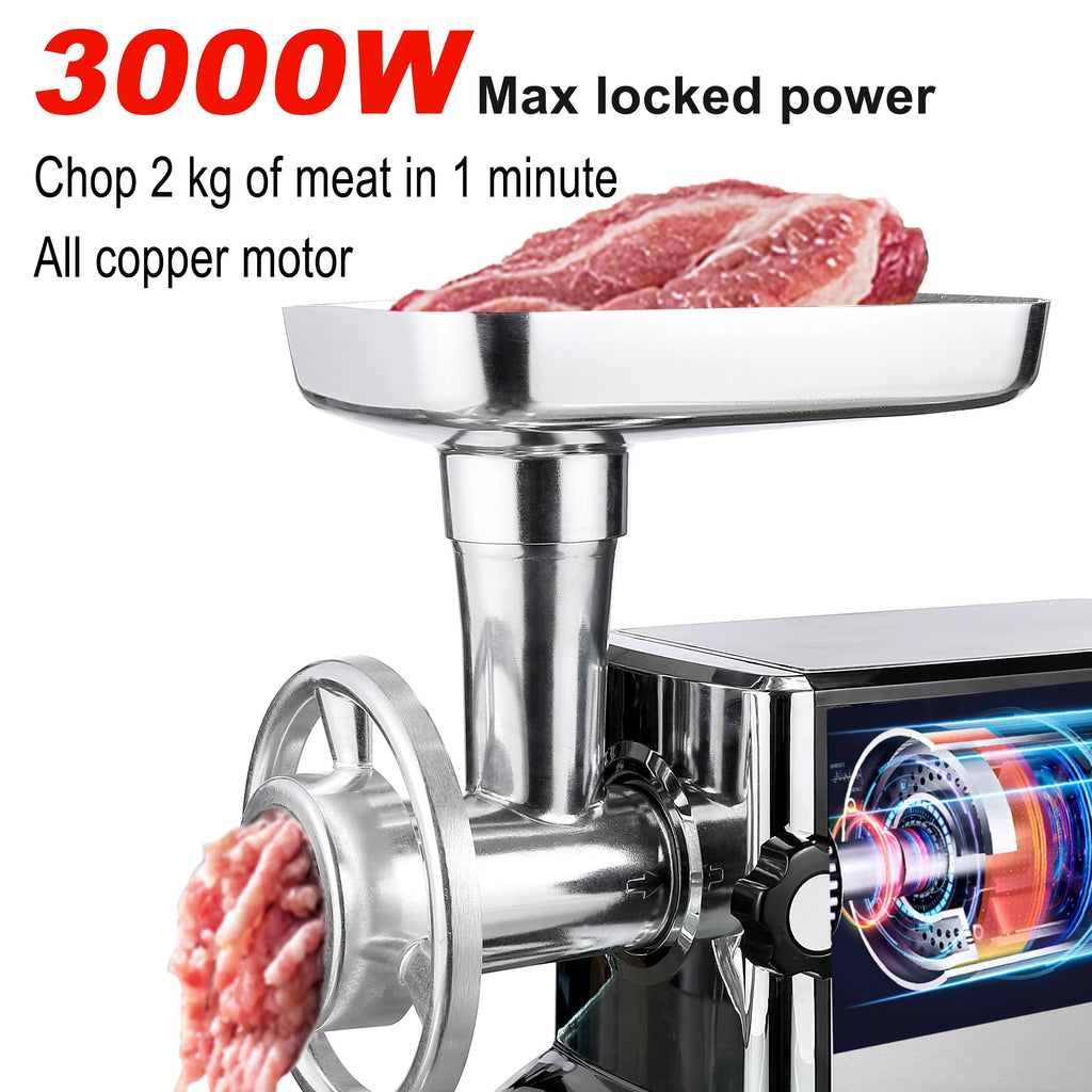 Electric Meat Mincer 3000W Heavy Duty Food Processor Sausage Stuffer Set – Red
