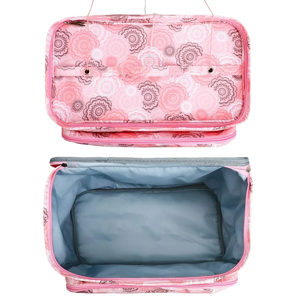 Portable Multifunctional Knitting Yarn Storage Bag Crochet Organizer with Carry Handle and Shoulder Strap