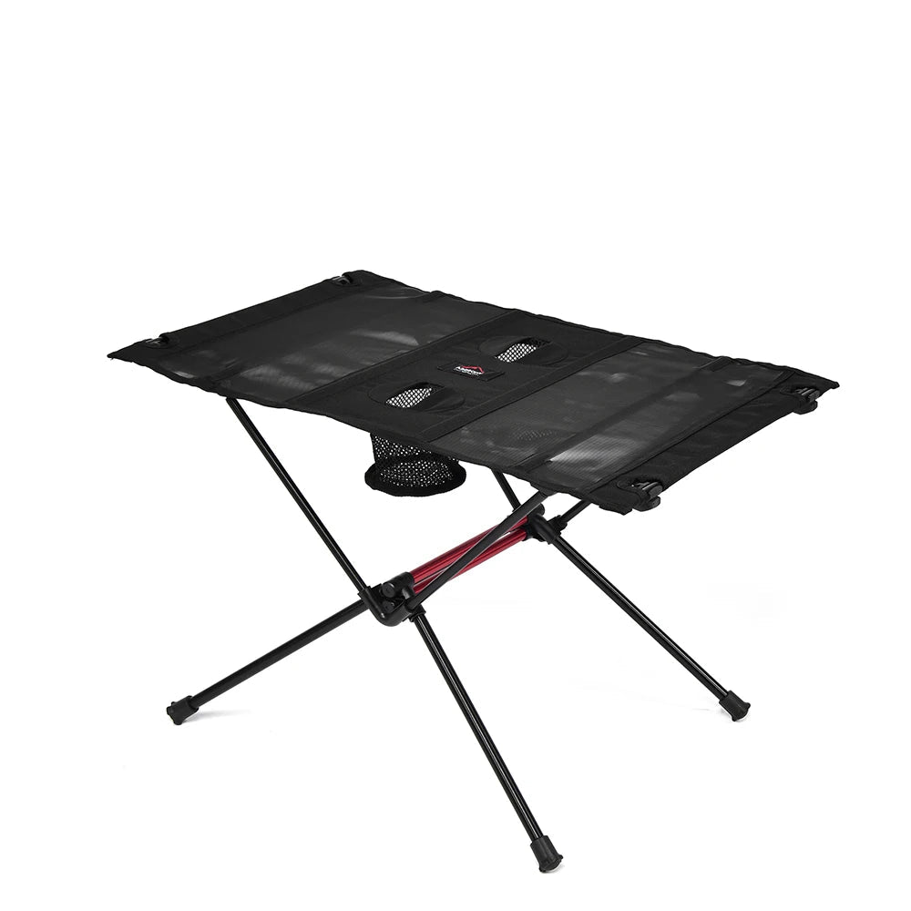 Camping Table Portable Folding Table 60cm Lightweight Outdoor Picnic Table with Cup Holders - Black