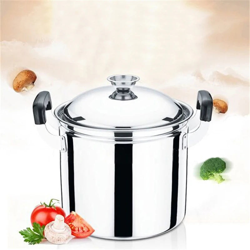Soup Stock Pot 6.6L Stainless Steel Deep Cooking Pot with Lid – 22cm