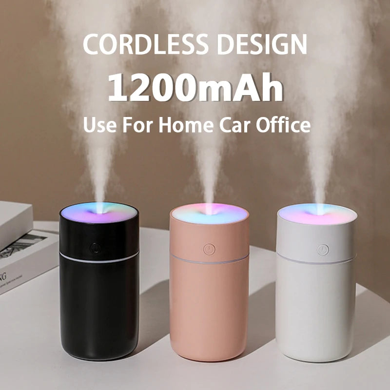 Portable Humidifier 230 mL USB Rechargeable Cordless Mist with Light - White