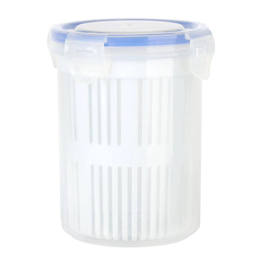 Pickle Jar with Lift-Up Strainer Airtight Leak-Proof Food Storage - White