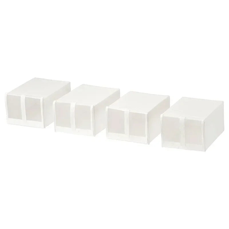 Shoe Storage Box 18L Foldable Stackable Canvas Organiser - White