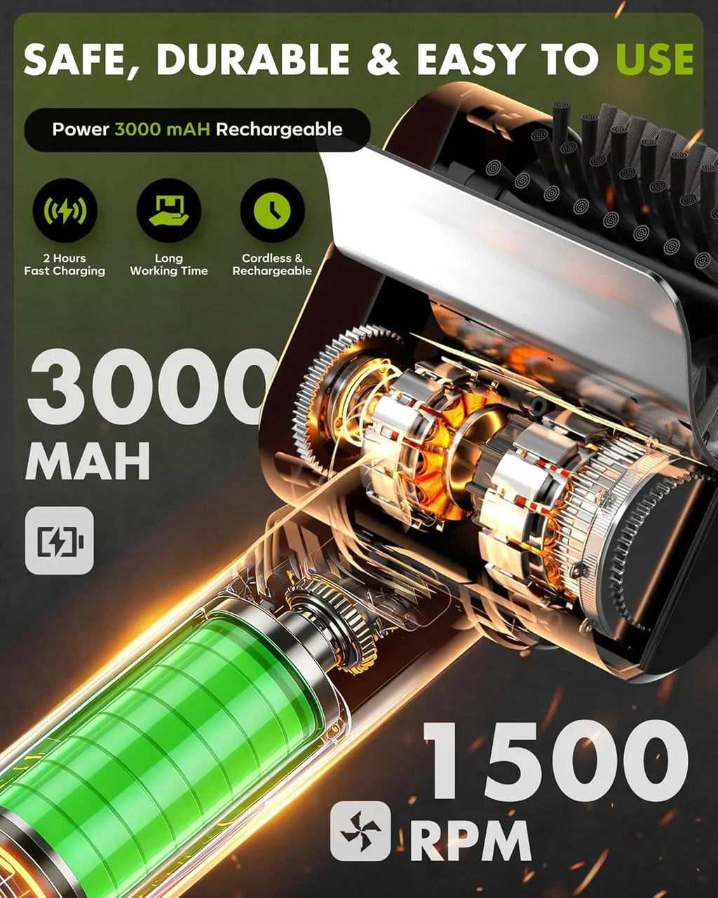 BBQ Cleaning Brush 2000mAh Cordless Rechargeable Rotary Stainless Steel Outdoor Cleaning Tool