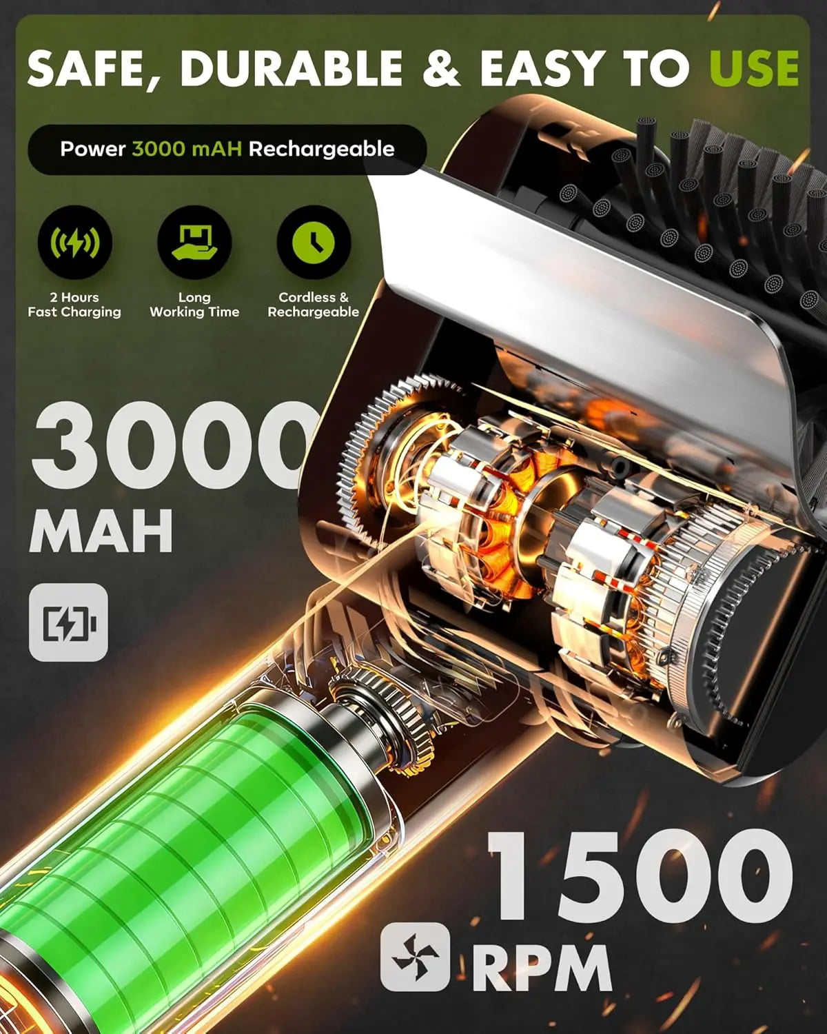 BBQ Cleaning Brush 2000mAh Cordless Rechargeable Rotary Stainless Steel Outdoor Cleaning Tool
