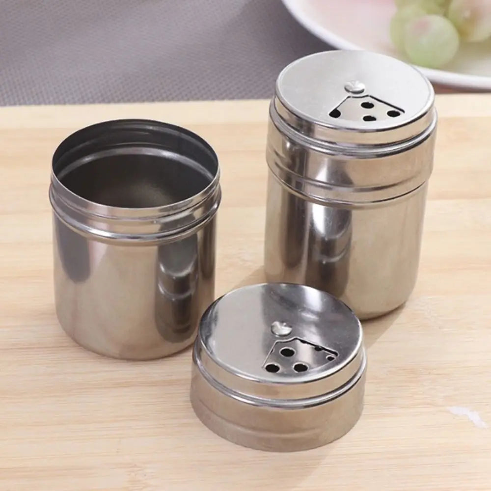 Seasoning Shaker Large Stainless Steel Spice Jar with Rotating Lid - Silver